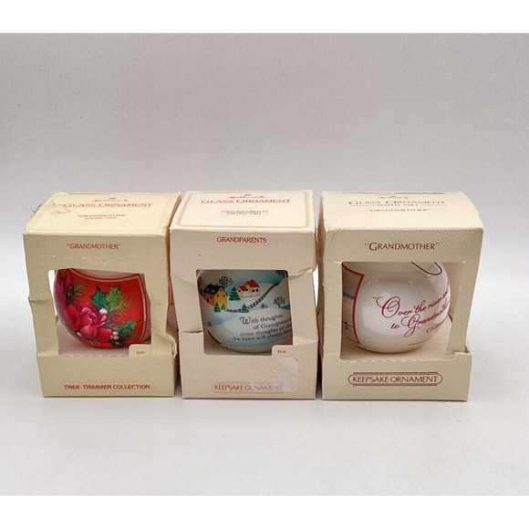 Hallmark Keepsake Glass Ball "Grandmother" "Grandparents" Ornaments. Set Of 3 - Picture 1 of 1